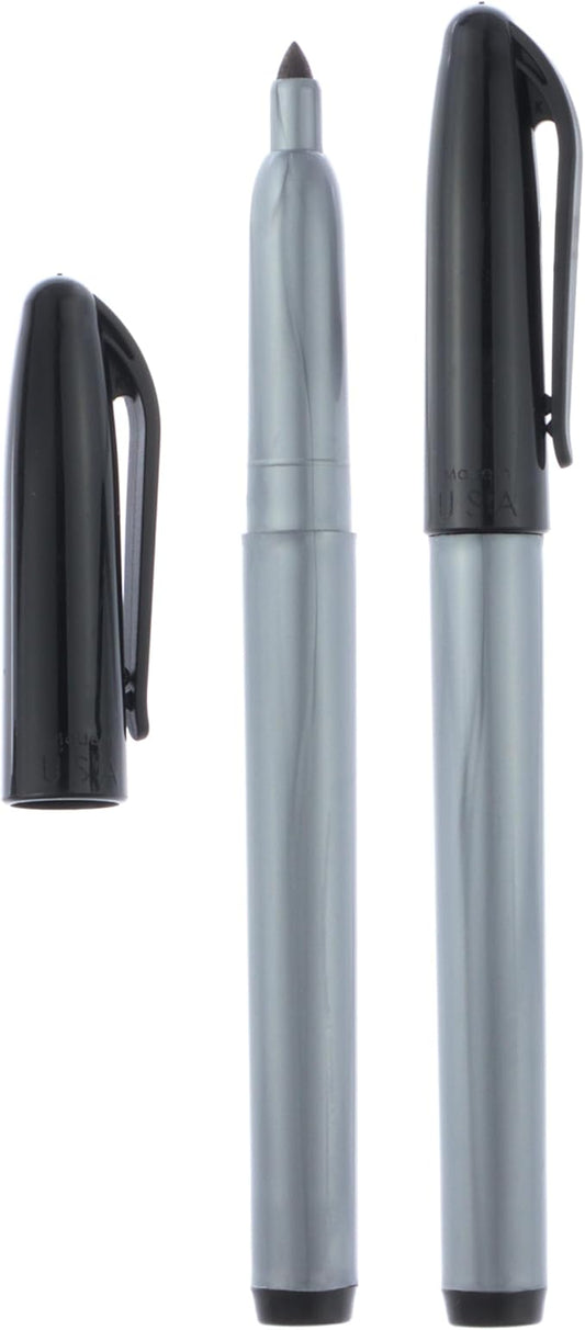 Cadie Freezer Black Permanent Markers - Fast Drying, Waterproof Labels, Chisel & Fine Point Tips, Food & Fridge Pen Set Of 2
