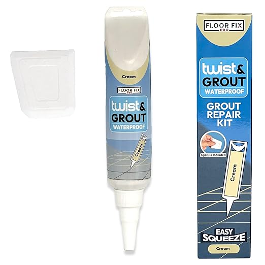 Floor-Fix Pro - Twist & Grout Repair Kit - Premixed & Waterproof Fast Tile Grout Reviver - Bathroom, Shower, Kitchen (Cream, 8.8 Fl Oz)