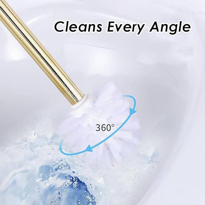 Toilet Brush and Holder Set - Toilet Bowl Brush and Holder with Sturdy Bristles Bathroom Accessories Toilet Cleaner Brush for Bathroom (White)