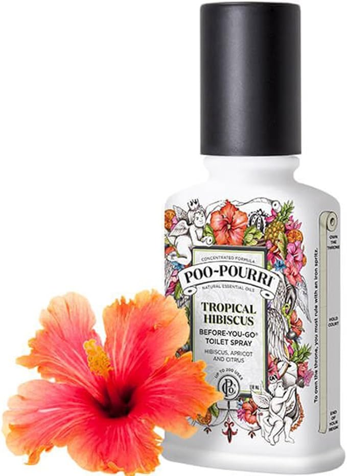 Poo-Pourri Before-You-Go Toilet Spray, Tropical Hibiscus, 4 Fl Oz - Hibiscus, Apricot and Citrus