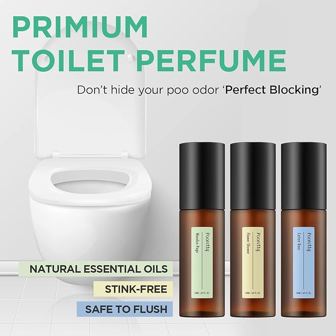 Pre-Poop Aromatic Bathroom Toilet Spray, Potty Deodorizer, Neutralize Bad Odors - Blooming Flowers Scent, Essential Oils (1.69 fl.oz. 2 Pack)