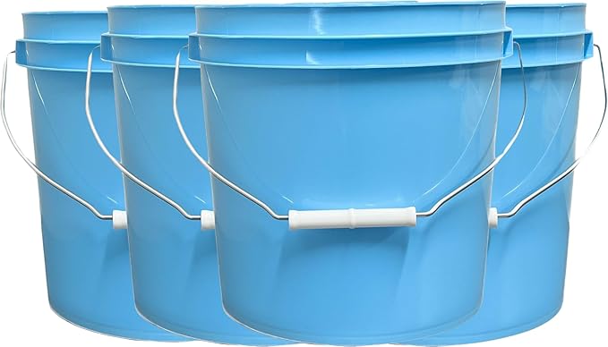 House Naturals 2 Gallon Food Grade Plastic Bucket with Screw on Lids, Made in USA, Pack of 4