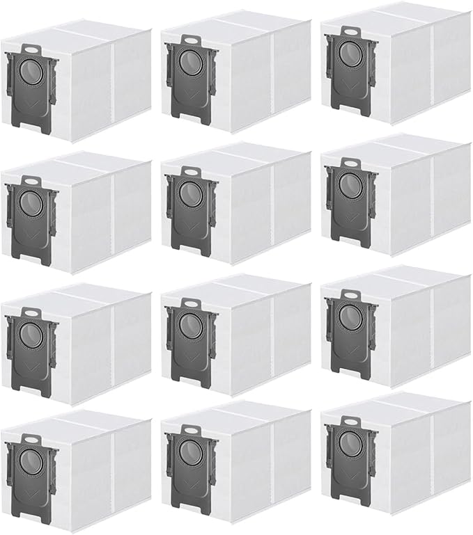 12 Packs Dust Bags Compatible with Roborock QV 35S/35A/Qrevo S5V/Saros 10/ 10R/Q Revo/Qrevo S/Qrevo 2R3W/Pro/MaxV/Master/Plus/S8 Max Ultra/S8 MaxV Ultra/Qrevo Slim Vacuum Cleaner, 3L Capacity