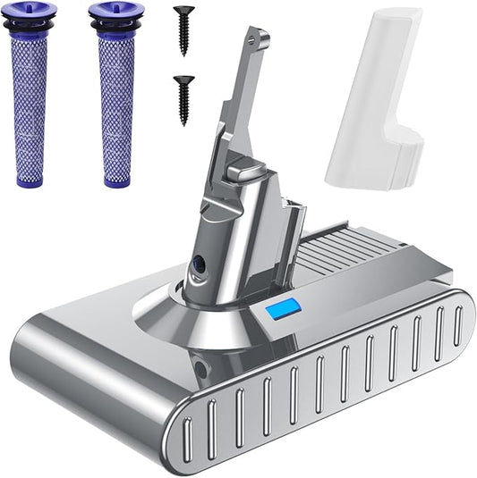 JUNWOOD Upgraded 8000mAh Replacement for Dyson V8 Battery 21.6V Li-ion Compatible with SV10 215681 967834-05 V8 Absolute Animal Motorhead Fluffy Series Cordless Vacuum