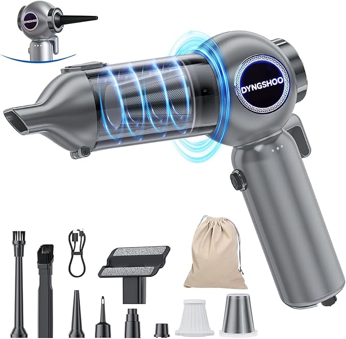LOQFGDW Handheld Car Vacuum Portable Cordless（Equipped with a one-Touch Window Breaker and Seatbelt Cutter ） Car Vacuum Cleaner with 25000Pa Ultra-Strong Suction,Design for Drivers (Silver Gray)