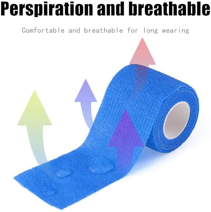 (12-Pack) 2” x 5 Yards | Self Adhesive Bandage Wrap, Kuvvfe Athletic Elastic Cohesive Bandage for Sports Injury,Strain,Knee & Wrist,Ankle Sprains & Swelling First Aid