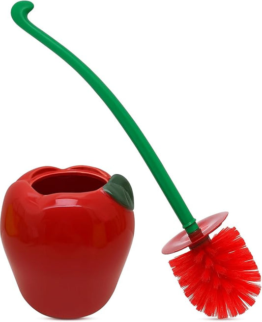 Deep & Sturdy Toilet Bowl Brush with Holder - Apple Bowl Brush - Durable Scrubbing - Toilet Cleaners - Household Essentials - Bathroom Cleaner - Cleaning Supplies - Household Supplies