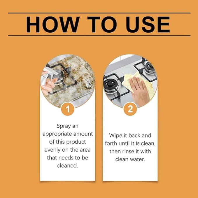 Powerful Kitchen Grease Cleaner, Powerful Clean Kitchen Oil Stains Spray, Heavy Duty Degreaser Cleaner Spray, All Purpose Heavy Oil Cleaning Agent, Kitchen Foam Cleaner Stubborn Stains Cleaner (1)