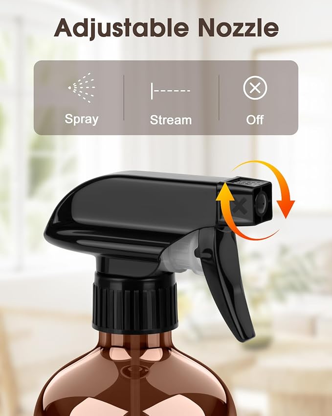 Glass Spray Bottle with Silicone Sleeve Protection, Amber Glass Spray Bottle Set for Window Cleaner Aromatherapy Facial Hydration Watering Flowers Hair Care 2 Pack/16 oz (Black & White, 16 oz)