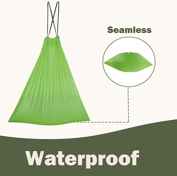 JENCENBIO Compost Bags 5 Gallon with Drawstring Tear Off 20 Liter Extra Thick 0.78 Mils Compostable Food Scrap Waste Bags with US BPI ASTM D6400 and Europe OK Compost Home Certified 60 Counts