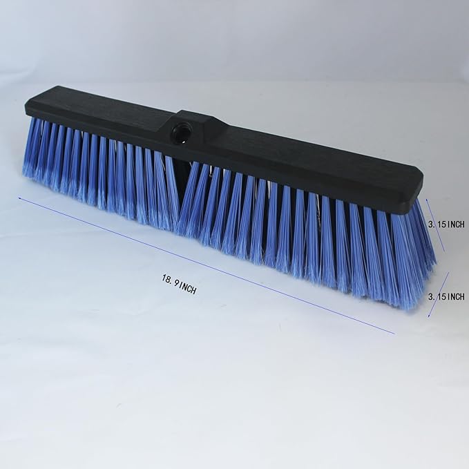 FRAXIR 2PCS Push Broom Head Outdoor Large Stiff Bristle Broom Head - Excellent Cleaning Performance - Easy Installation Broom Head(Blue, 18 inches)