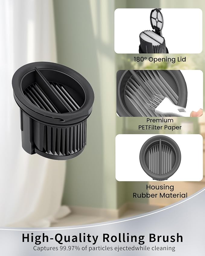 (6pcs) Replacement Brush Rollers And HEPA Filters For Dreame H14/H14 Pro/H14 Dual Wet Dry Vacuum Cleaner, Replacement Parts Accessories Kit Inclue 3 Vacuum Filter, 2 Brush Rollers