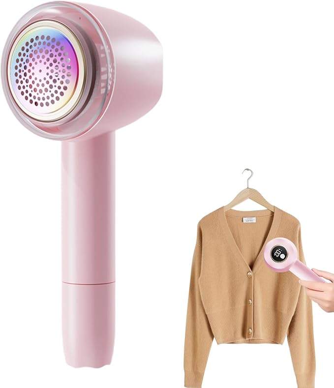 Fabric Lint Shaver, Clothes Fuzz Shaver, USB Powered Shaver and Lint Brush 2 in 1, Laundry Supplies to Remove Fuzz, Lint Balls, Pills On Clothes, Sweater, Seat Mat, Sofa, Furniture, Bedding (Pink)