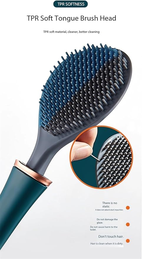 Modern Flexible Silicone Toilet Caspa for Home 2025 Silicone Toilet Wand Bowl Brush and Holder Cleaning Set Wall Mounted Rubber Bathroom Toilet Scrubber Bowl Cleaner Brushes with Dispenser (Green)
