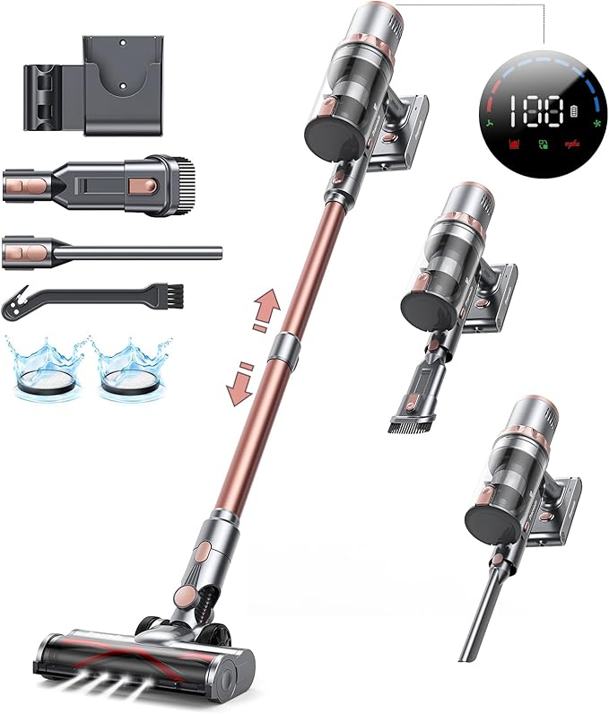SUNIYQINMO Cordless Vacuum Cleaner Handheld Vacuums 500W/45Kpa Lightweight Stick Vacuums Powerful Suction with 60min Runtime for Home Pet Hair Car