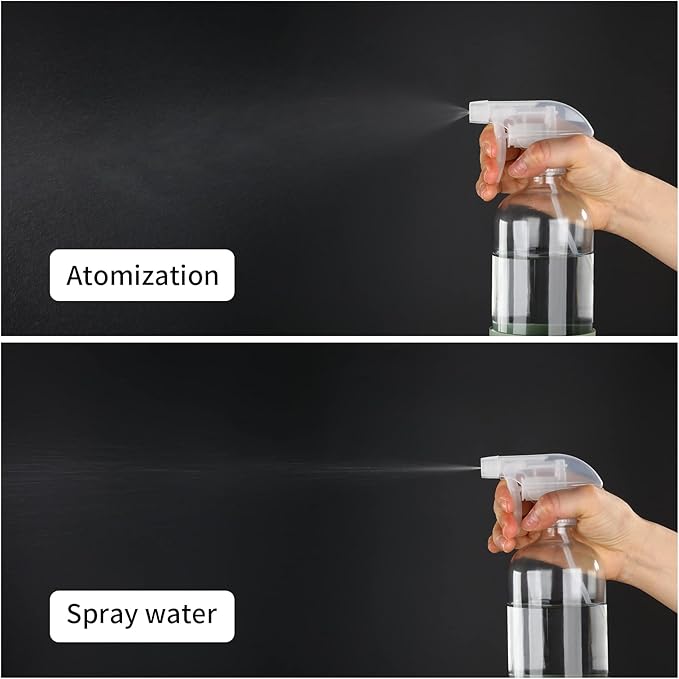 HOMBYS 16 Oz Clear Glass Spray Bottles with Silicone Sleeve,Empty Boston Bottle Spray Bottle with Adjustable Nozzle,Refillable Container for Cleaning, Essential Oils, Hair, Plants
