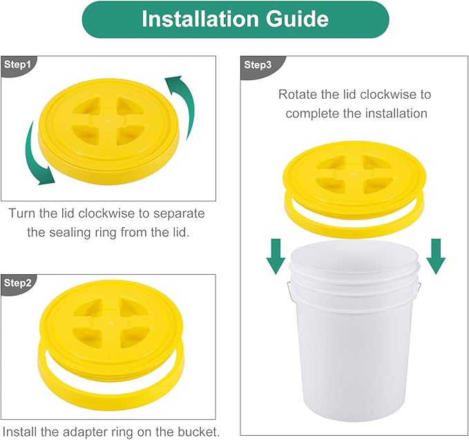 2 Pieces 5 Gallon Bucket Lid with Bucket Lid Opener,Plastic Storage Bucket Leak-Proof Screw Seal Lids,Pet Food Storage Container Lid for Home Paint Storage Buckets
