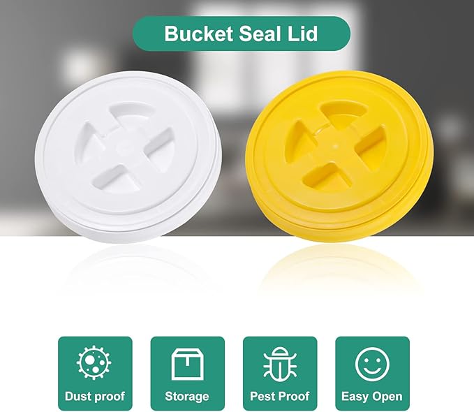 2 Pieces 5 Gallon Bucket Lid with Bucket Lid Opener,Plastic Storage Bucket Leak-Proof Screw Seal Lids,Pet Food Storage Container Lid for Home Paint Storage Buckets