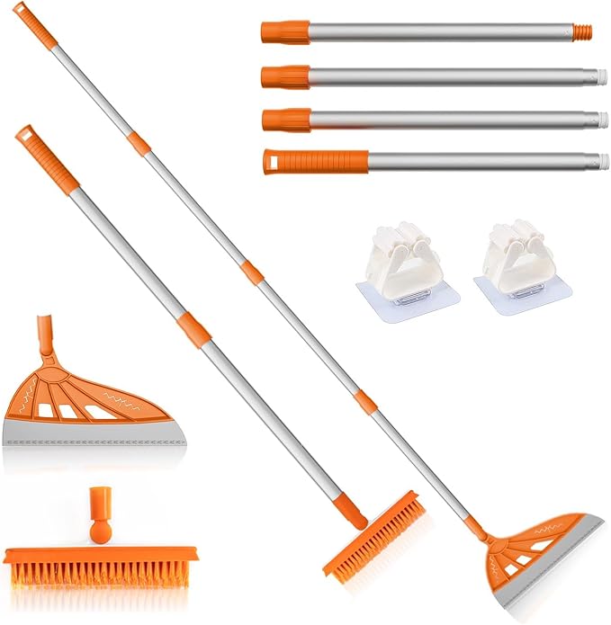 Magic Air Silicone Vacuum Cleaner, Multifunction Silicone Broom, Household Broom for Cleaning Floors and Bathrooms, Pet Hair, Dog Brush Set (Orange)