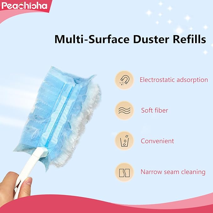 PEACHICHA Disposable Duster Refill Compatible with Swiffer Handle Blue Duster Replacement Head Total 30 Pcs