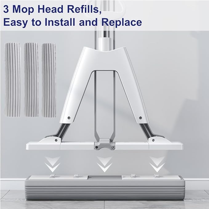 YURIGO Kozeedom Mop and Bucket with Wringer Set for Home Floor Cleaning, Self Squeezing mini Hand mop with 3 Absorbent Sponge Mop Refills and Adjustable Height