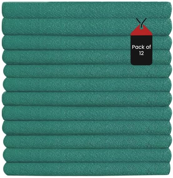 Premium Green Huck Towels – (12 Pack) 15 x 27 inches 100% Cotton Bulk Towel for General Cleaning, Auto Shop, and Hospital Use, Super Absorbent, Machine Washable Cloth