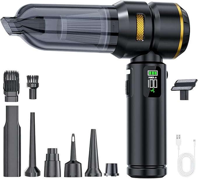 Portable Cordless Car Vacuum Cleaner,Mini Handheld Vacuum Cordless for Car,With Battery Level and Gear Display,High Power Suction of 17000PA,Large Battery Capacity and Supports Fast Charging