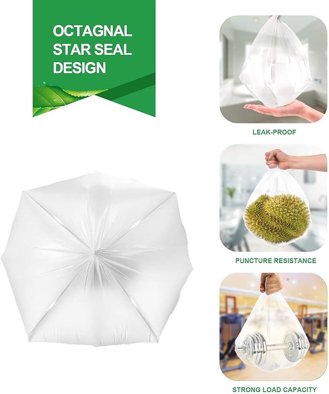 FORID Clear Small Trash Bags, 4 Gallon Garbage Bags, Wastebasket Bin Liners 330 Count Plastic Trash Bags for Bathroom Bedroom Office Trash Can 15 Liters - Durable & Thick Trash Bag