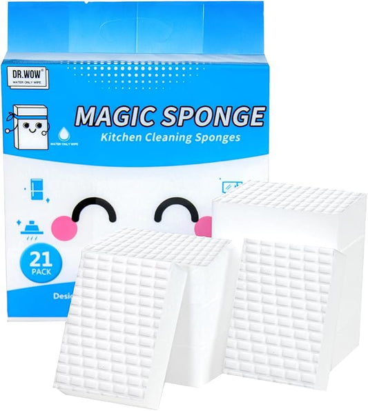 21 Pack Thick Melamine Sponges - Kitchen & Bathroom Scrub Pads(Ultra-Durable)