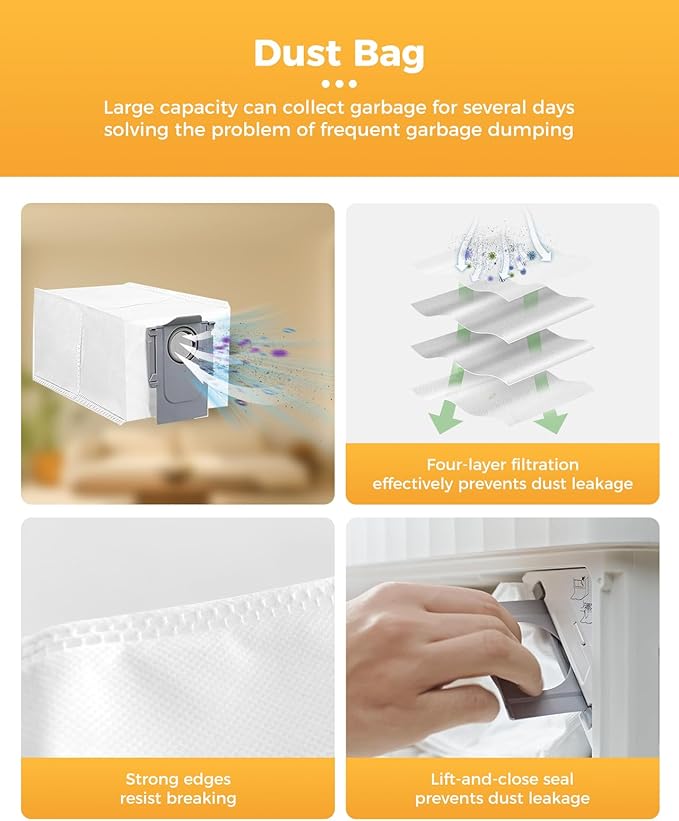 Yivy QV35A 29PCS Replacement for Roborock QV 35A/QV 35S/QR 598/QR 798 Robot Vacuum Cleaner.2 Main Brushes 6 Dust Bags 4 HEPA Filters 6 Side Brushes 8 Mop Pads 1 Tank Brush 1 Brush 1 Screwdriver