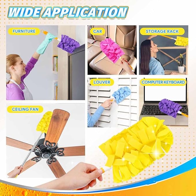 360°Electrostatic Duster Refills — The Sustainable Choice for a Dust-Free Home, Reusable & Washable Microfiber Duster Heads with Strong Electrostatic Adsorption,for Home (1 Handle + 5 Refills)