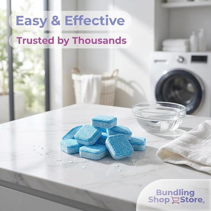 BUNDLING SHOP STORE Active Washing Machine Cleaner Tablets- 24 Pack Deep Cleaning Descaler for HE, Front Load & Top Load Washers, Removes Odor, Limescale & Residue