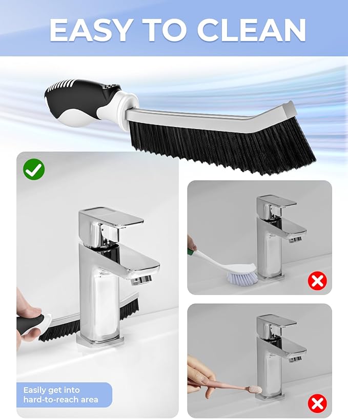 Crevice Cleaning Brushes, Serrated Scrub Brush Tool for Hard to Reach Tight Space, Cleaner Brushes, Cleaning Supplies, Home Essentials for Shower, Bathroom, Kitchen, Window, Toilet, Sink