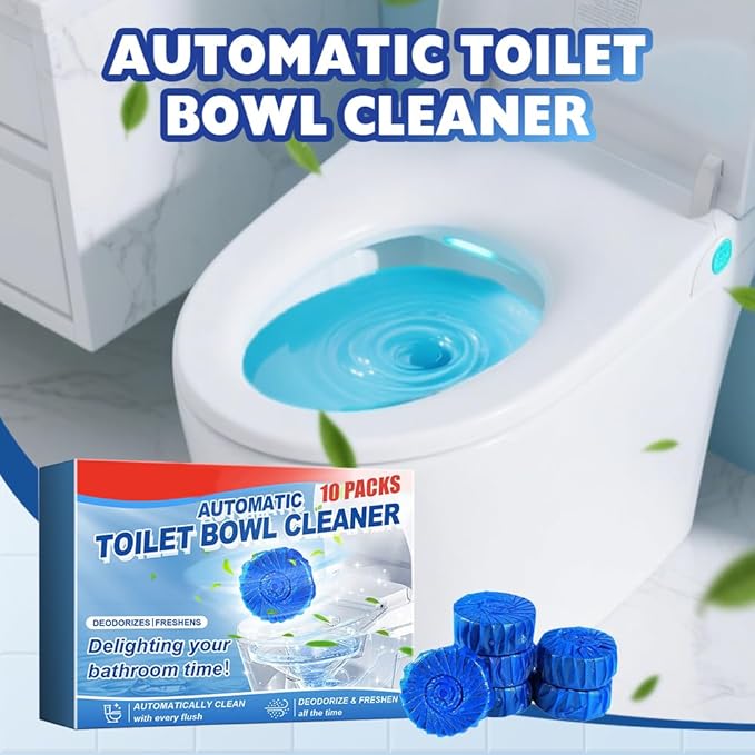 Automatic Toilet Bowl Cleaner, 2025 New Toilet Cleaning Tablets, Long Lasting Tank Cleaner for Bathroom, Convenient Blue Deodorizer, Easy Flush Cleaner Tablets for Home (10)