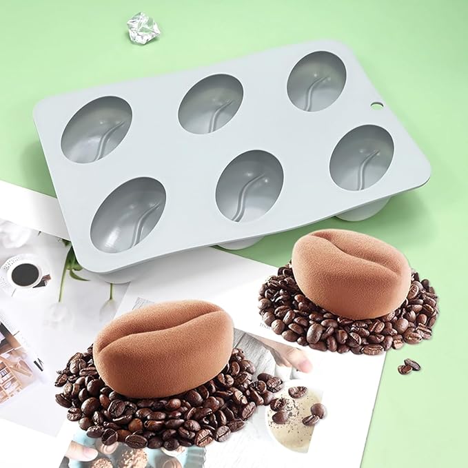 mostsom Silicone Molds for Baking Non-Stick Candy, Chocolate, Cookie, Oreo, Mini Soap, Pudding, Jello, Muffin, Dog Treats Ideal for Cupcakes, Ice Cubes, and Jelly Mold (F_ Coffee Bean)