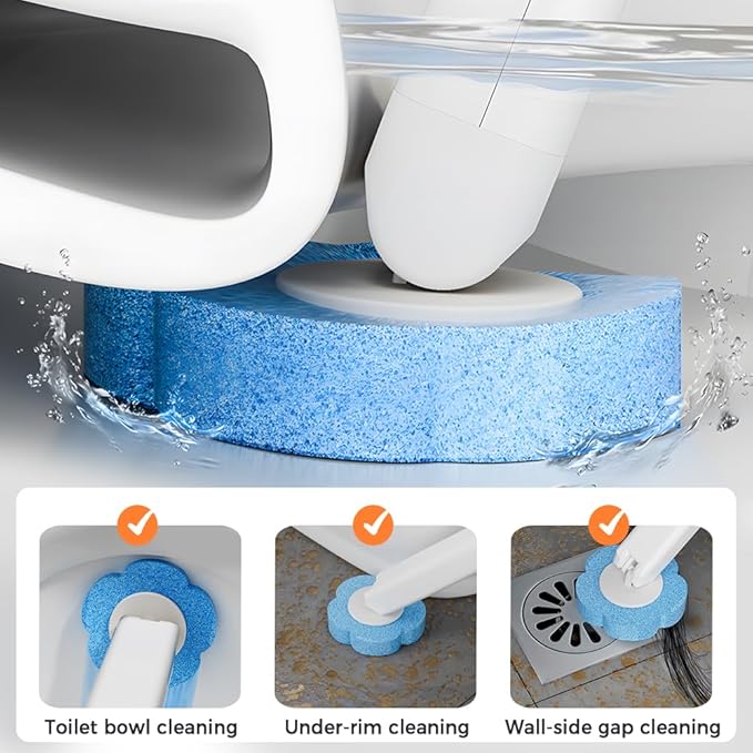 Disposable Toilet Cleaning System: Toilet Brush & Holder Kit with 18PCS Pre-Soaked Cleaner Wall-Mount Scrubbing Toilet Brush Bathroom Cleaning Kit (36-Pack Mixed Brush Heads)