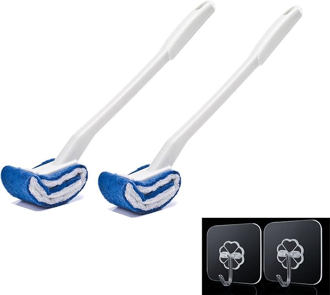 Toilet Brush Bowl Brush Bathroom Brush Under Rim Toilet Brush Scracth-Free Curved Good Grip Easy to use deep Cleaning No Scratching, Anti-Splashing Easy to Store (2pc White)