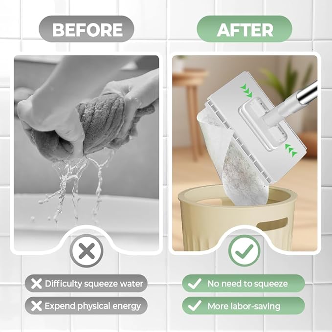 Snap Grip Mini Mop, 2026 New Disposable Dust Mop with 4 Reusable Cloths, Multi Surface Cleaning Flat Dust Mop for Dry Wet Disposable Pads for Kitchen Wall Bathroom Toilet Corners