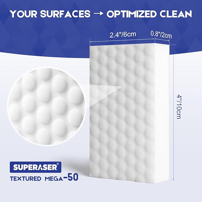 Mega-50 Heavy Duty Magic Sponges, Bulk Kitchen Grease Cleaner
