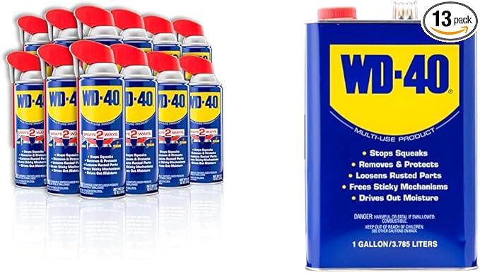 WD-40 Original Formula, Multi-Use Product with Smart Straw Sprays 2 Ways,12 OZ [12-Pack] & Multi-Use Product, One Gallon