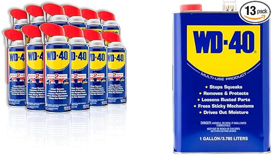 WD-40 Original Formula, Multi-Use Product with Smart Straw Sprays 2 Ways,12 OZ [12-Pack] & Multi-Use Product, One Gallon