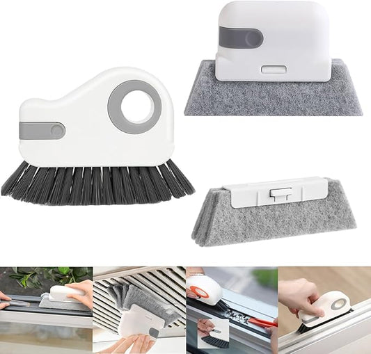 Heideryafei Window Track Cleaning Brush with Hidden Scraper for Sliding Door and Window Tracks, Shutters, Kitchen Sink Cleaning