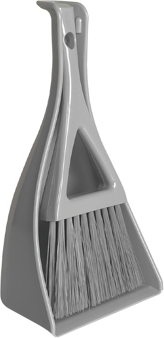 BSMstone Dust Pan Broom Brush Dustpan -Mini Broom and Dustpan Combo Set, Handheld Sweeper Cleaning for Tables, Keyboards, Guinea Pig Cage, and Cat Litter, etc. (Grey)