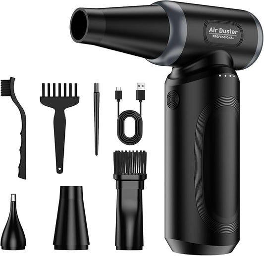 ABS Electric Compressed Air Duster,150000RPM Rechargeable Cordless Mini Blower,3-Gear Adjustable Air Duster with fast charging,mini snow blower for car and cleaning for Computer,Keyboard,House,Outdoor