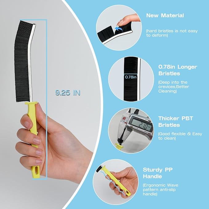 Hard Bristle Crevice Cleaning Brush Multifunctional Corners Gap Cleaning Brush Crevice Cleaning for Household Use (3Pcs Black+3Pcs White)