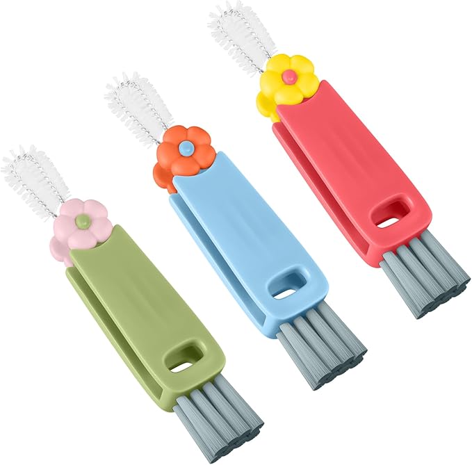 Vanjua 3 in 1 Cup Lid Gap Cleaning Brush Set, Multifunctional Bottle Cleaning Brush, Cup Lid Gap Cleaner, Home Kitchen Crevice Brush Tools (3 Pack)