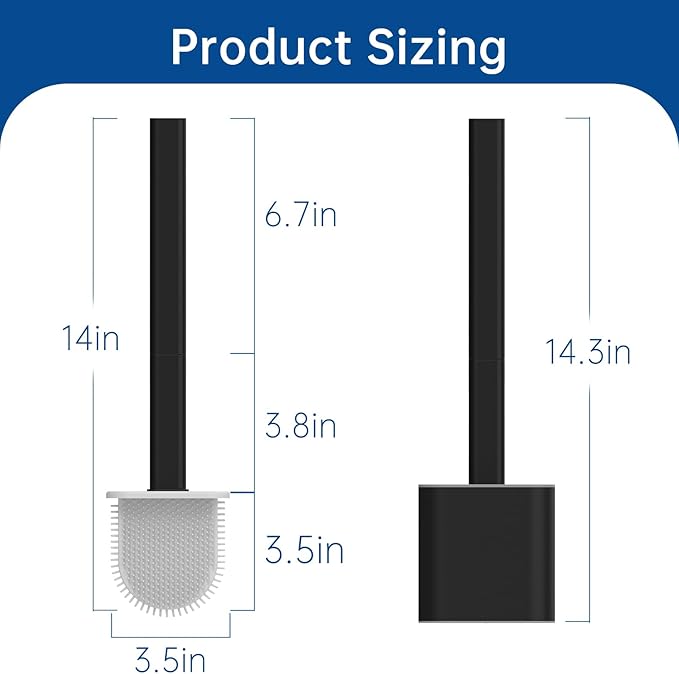 TEITEAI RV Toilet Bowl Brush - Silicone Bristles, Gentle on Toilets | Wall-Mounted for RVs, Trailers, Campers | Anti-Roll, Anti-Drip Design for Travel-Friendly Convenience