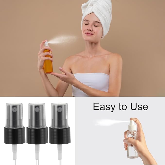uxcell 12 Pcs Black Spray Top, 20/410 Fine Mist Sprayer Reusable Replacement Spray Bottle Pump Plastic Top for Cosmetic Perfume and Body Sprays Bottle