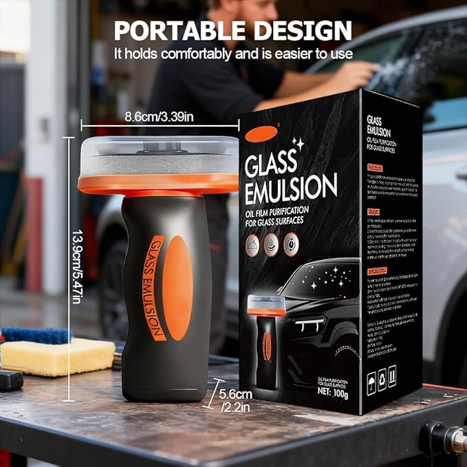 2026 Handheld Glass Oil-Film Remover, New Upgrade Emulsion Cleaner Glass Cleaning Board, Automotive Oil Film Cleaning Brush for Car Windows (4, One Size)