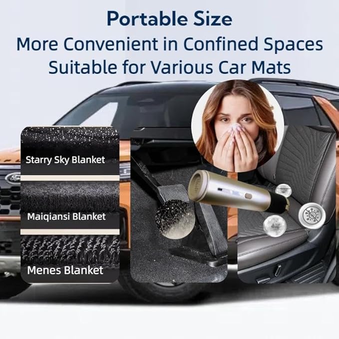Babluble Portable Cordless Car Vacuum Cleaner Suction Power 19000Pa with Brushless Motor, Handheld Mini Vacuum Cleaner with Multiple Attachments, 3 Suction Modes,Rechargeable (Black)
